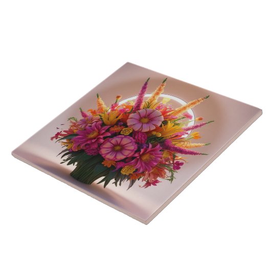 Flowers bouquet Ceramic tile Tegeltje (Zijkant)