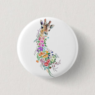 Flowers Bouquet Giraffe Button