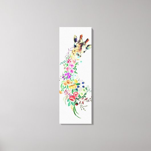 Flowers Bouquet Giraffe Canvas Print - schilderen (Voorkant)