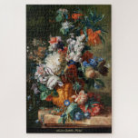 Flowers Bouquet Vintage Painting Family Kids Art Legpuzzel<br><div class="desc">Custom, fun, personalized, family kids art lovers 1000 pieces jigsaw puzzle, featuring a beautiful vintage intricate detailed oil painting on wood, by Jan van Huysum, of a bouquet of flowers in an urn, and your note / greetings in an elegant faux gold typography script. Made of sturdy cardboard and mounted...</div>
