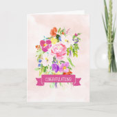 Flowers Bouquet Waterverf Weddenschap gefeliciteer Kaart (Voorkant)