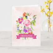 Flowers Bouquet Waterverf Weddenschap gefeliciteer Kaart (Gele Bloem)