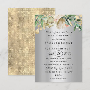 Flowers Brunch Silver Gold Wedding Jubileum Kaart