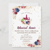 Flowers Burgundy Rehearsal Dinner Kaart (Voorkant)