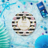 Flowers Butterflies, Birthday, Custom Photo Text Papieren Bordje (Feest)