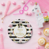 Flowers Butterflies, Birthday, Custom Photo Text Papieren Bordje (Feest)