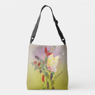 Flowers Butterflies Monogram Print Cross Body Bag Crossbody Tas