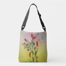 Flowers Butterflies Monogram Print Cross Body Bag Crossbody Tas