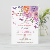 Flowers Butterflies Polka Dots Birthday Kaart (Staand voorkant)