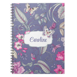 Flowers & Butterfly Custom Name Cadeft Notitieboek