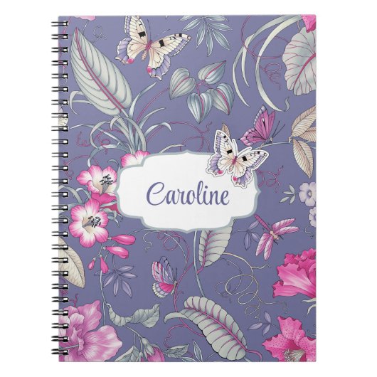 Flowers & Butterfly Custom Name Cadeft Notitieboek (Voorkant)