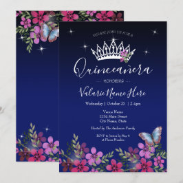 Flowers Butterfly Quinceanera Budget Invitation