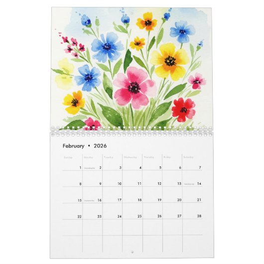 Flowers Calendar Kalender (Feb 2026)