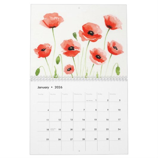Flowers Calendar Kalender (Jan 2026)