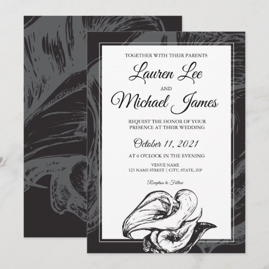 Flowers Calla Lilies Wedding Uitnodiging (Voorkant / Achterkant)