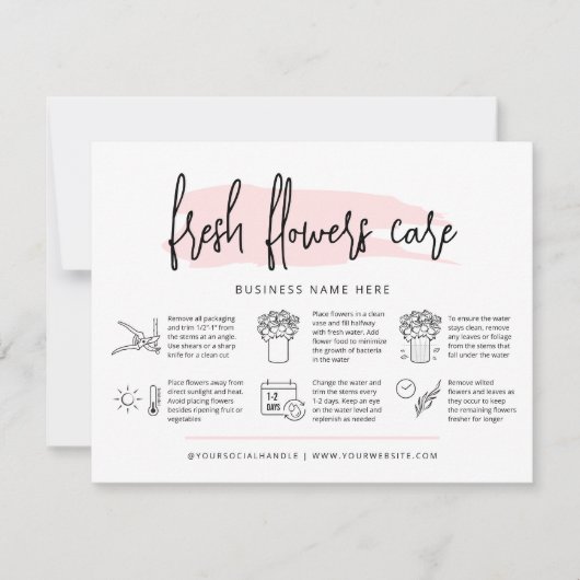 Flowers Care Kaart Feminine Pink Waterverf (Voorkant)