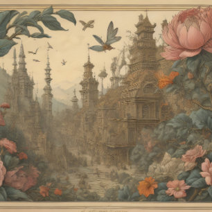 Flowers Castle & postcard snijdt paper Tissuepapier