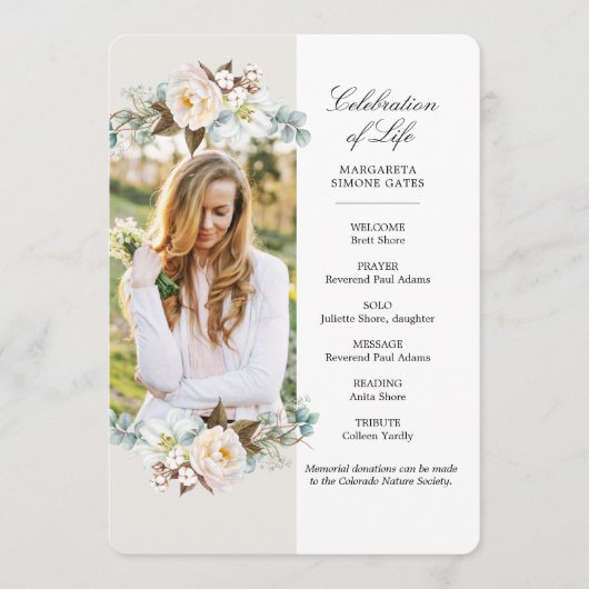 Flowers Celebration of Life Flat Program Programmakaart (Voorkant)