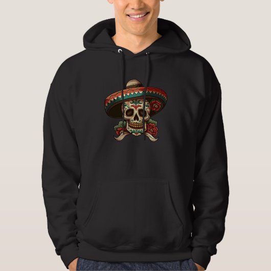 Flowers Cinco De mayo Mexican Sugar Skull Dia de L Hoodie (Voorkant)