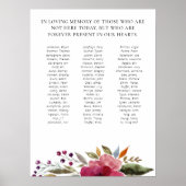 Flowers Class Reunion Memorial tot 70 namen Poster (Voorkant)