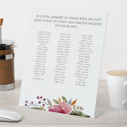 Flowers Class Reunion Memorial tot 70 namen Reclamebord Met Voetstuk (Insitu)