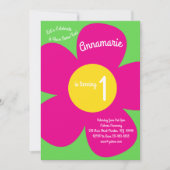 Flowers Colorful 1st Birthday Cute Invitations Kaart (Voorkant)