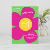 Flowers Colorful 1st Birthday Cute Invitations Kaart (Staand voorkant)