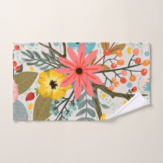 Flowers Colorful Waterverf Cute Handdoek (Handdoek)