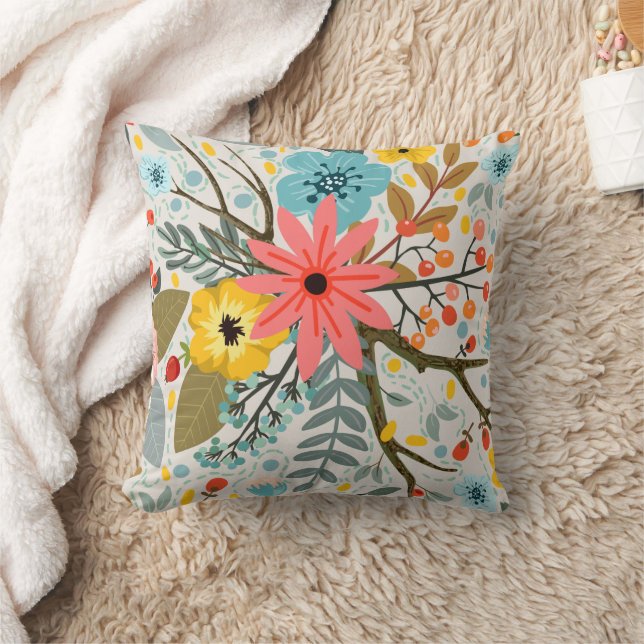 Flowers Colorful Waterverf Cute Kussen (Deken)
