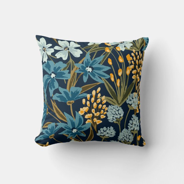 Flowers Colorful Waterverf Trendy Kussen (Voorkant)