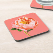 Flowers | Coral Peony Blossom Bier Onderzetter (Linkerzijde)