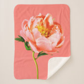 Flowers | Coral Peony Blossom Sherpa Deken (Voorkant)