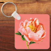 Flowers | Coral Peony Blossom Sleutelhanger (Voorkant)
