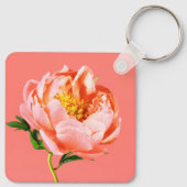 Flowers | Coral Peony Blossom Sleutelhanger (Achterkant)