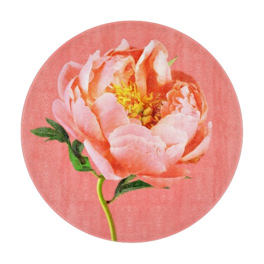 Flowers | Coral Peony Blossom Snijplank (Voorkant)