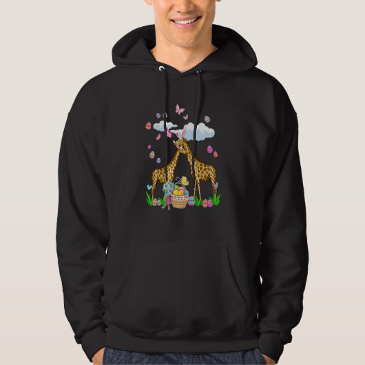 Flowers Couple Bunny Giraffes Easter Day Hearts Fa Hoodie (Voorkant)