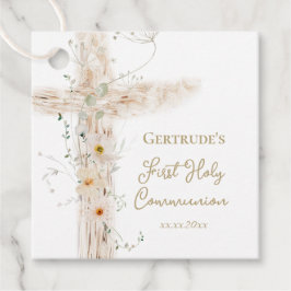  flowers cross First Holy Communion Bedankjes Labels
