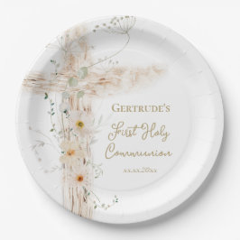  flowers cross First Holy Communion Papieren Bordje