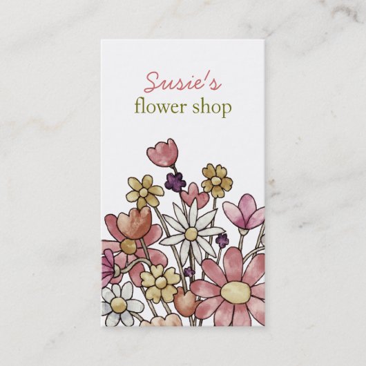 Flowers Custom Card Business Visitekaartje (Voorkant)