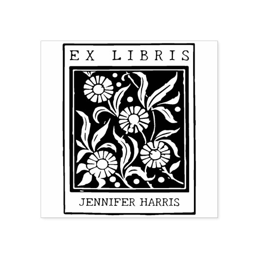  Flowers Custom Ex Libris Bibliotheek Boek Rubberstempel (Afrduk)