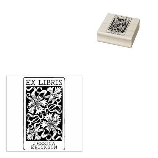 Flowers Custom Ex Libris Boek Rubberstempel (Gestempeld)