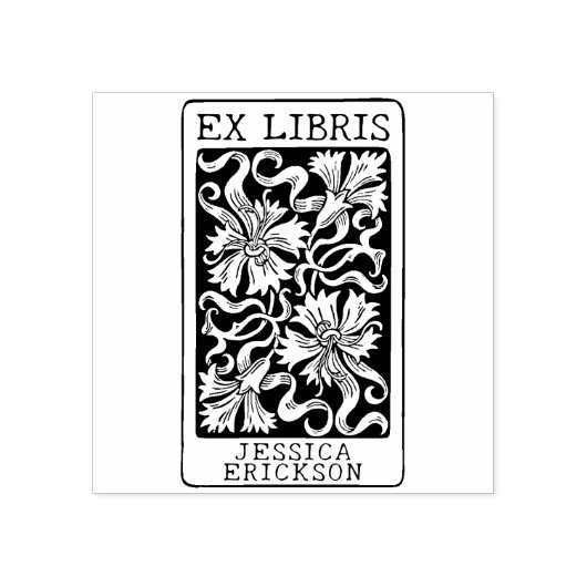 Flowers Custom Ex Libris Boek Rubberstempel (Afrduk)