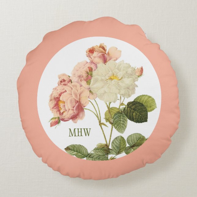  Flowers custom monogram gooi kussen 2 (Achterkant)