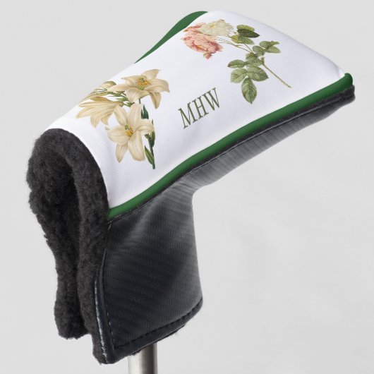 Flowers custom monogram putter cover (3/4 voorkant)