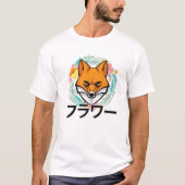 Flowers - Cute Kawaii Anime Fox - Japanse esthet T-shirt (Voorkant)