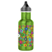 Flowers Cute Kinder Water Bottle met Name Green Waterfles (Rechts)