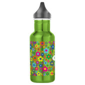 Flowers Cute Kinder Water Bottle met Name Green Waterfles (Links)