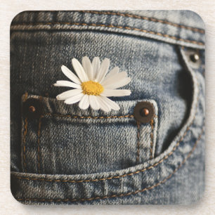 Flowers Daisy in Jeans Pocket Bier Onderzetter