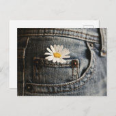 Flowers | Daisy in Jeans Pocket Briefkaart (Voorkant / Achterkant)