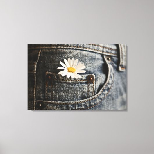 Flowers | Daisy in Jeans Pocket Canvas Afdruk (Voorkant)